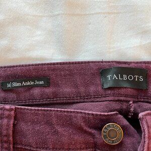 Talbots Slim Ankle Jean, Cranberry/Wine, Size 14